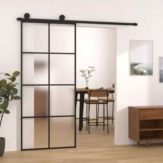 Ostatnia szansa Drzwi przesuwne z osprzętem, 90x205 cm, szkło ESG i aluminium Lumarko! - Hurtownia wielobranżowa Lumarko